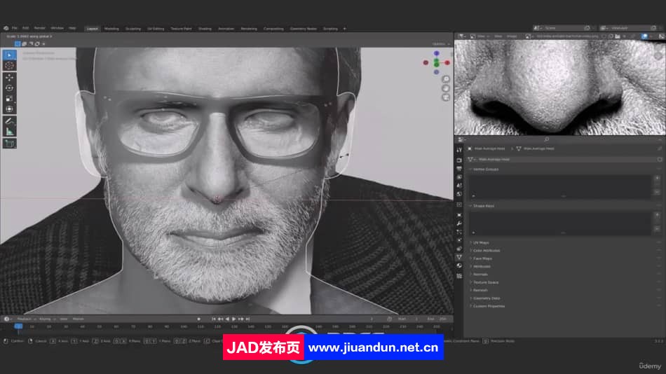 Blender人物肖像面部雕刻工作流程视频教程 Blender 第7张