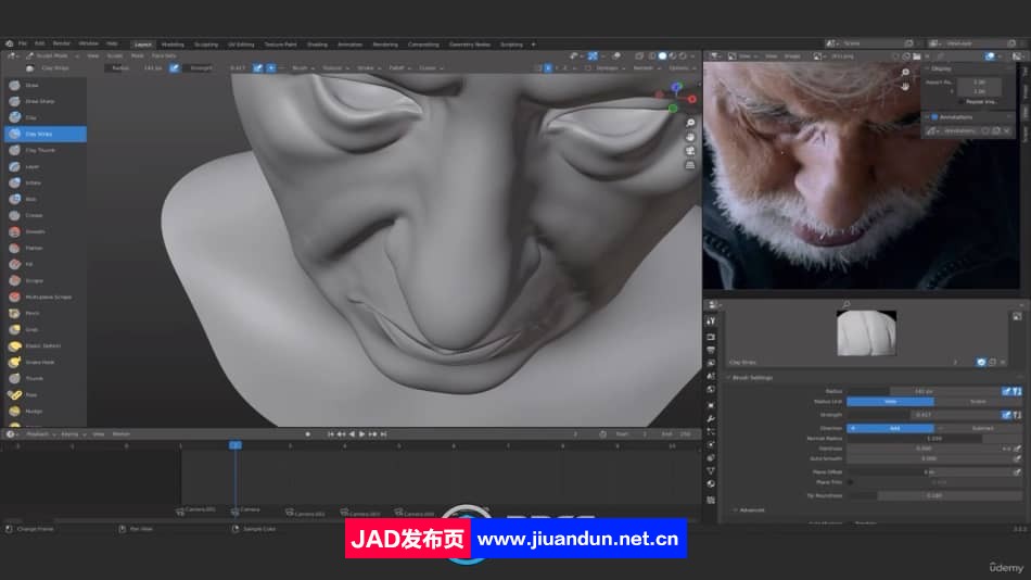 Blender人物肖像面部雕刻工作流程视频教程 Blender 第8张
