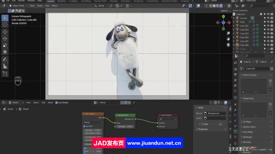 Blender小羊肖恩卡通角色建模制作视频教程-中英字幕 3D 第6张
