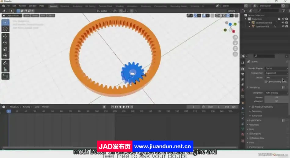 Blender齿轮机械动画完整实例建模制作视频教程-中英字幕 3D 第4张