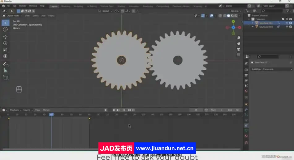 Blender齿轮机械动画完整实例建模制作视频教程-中英字幕 3D 第3张
