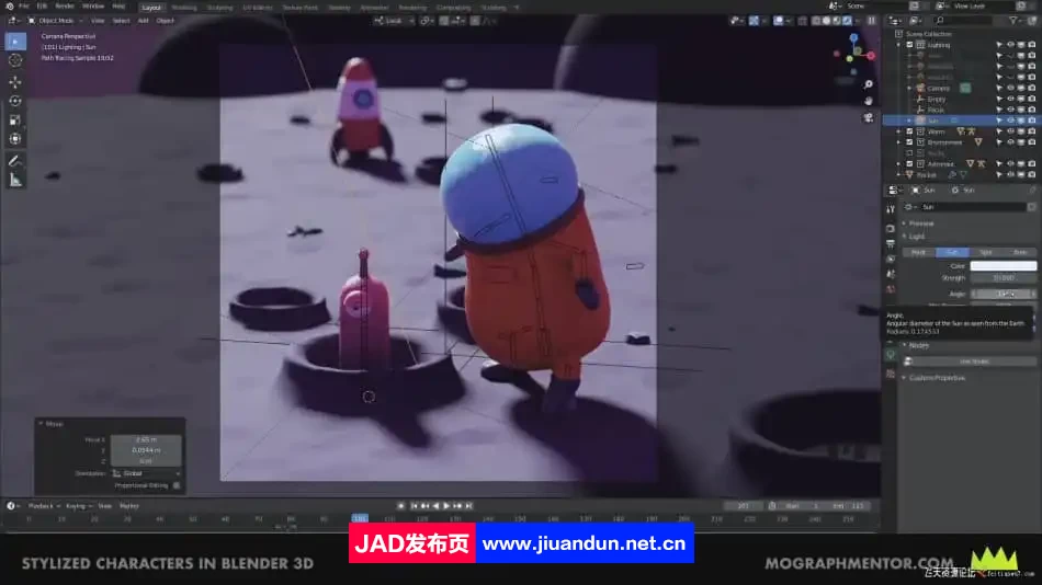 Blender蠕虫与航空员卡通角色绑定视频教程-人工翻译字幕 3D 第4张