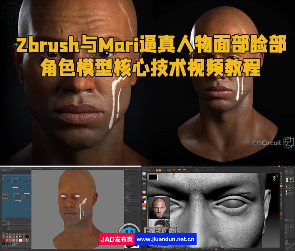 Zbrush与Mari逼真人物面部脸部角色模型核心技术视频教程 ZBrush 第1张