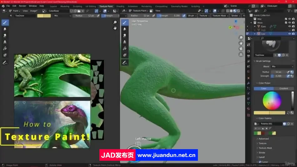 Blender蜥蜴游戏角色初学者全套制作流程视频教程 3D 第10张