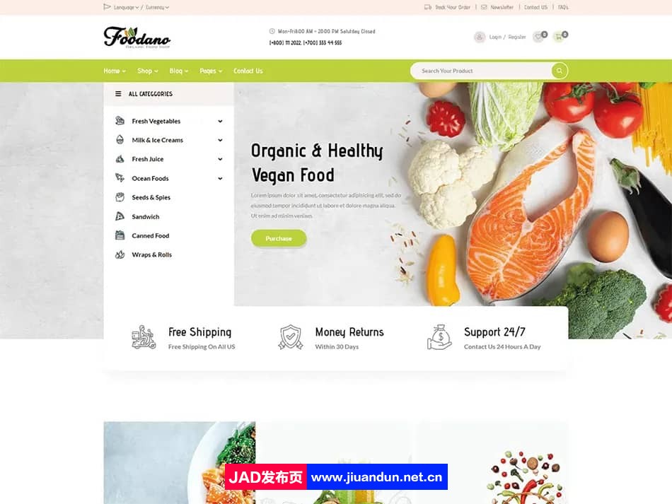 Foodano 汉化版- 天然食品商店 WordPress 主题(含演示数据) wordpress主题/插件 第1张