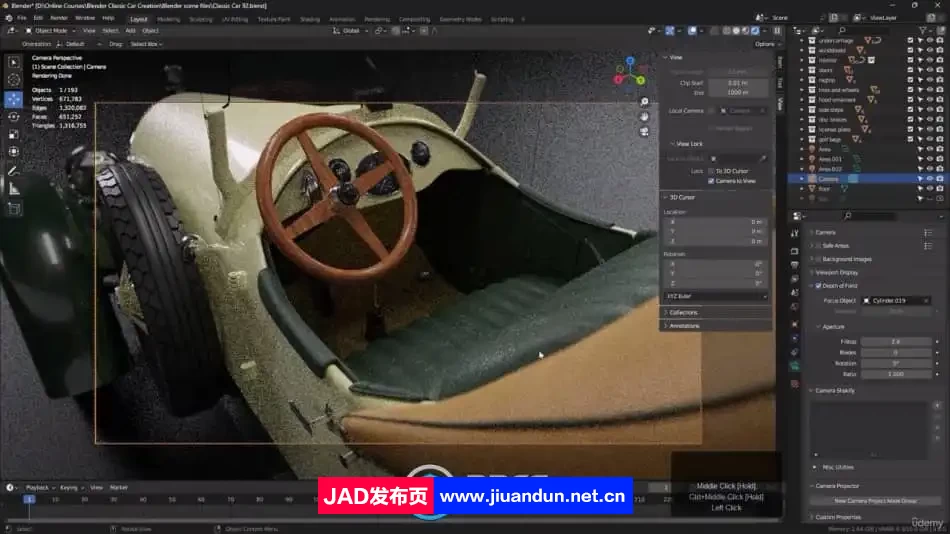 Blender经典老爷车完整建模制作流程视频教程 3D 第13张