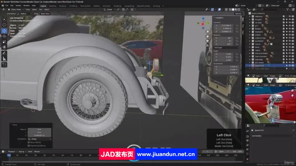 Blender经典老爷车完整建模制作流程视频教程 3D 第8张