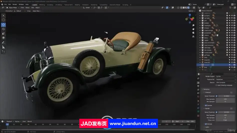 Blender经典老爷车完整建模制作流程视频教程 3D 第14张