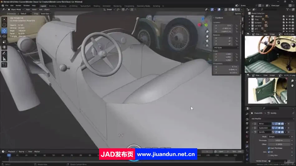 Blender经典老爷车完整建模制作流程视频教程 3D 第5张