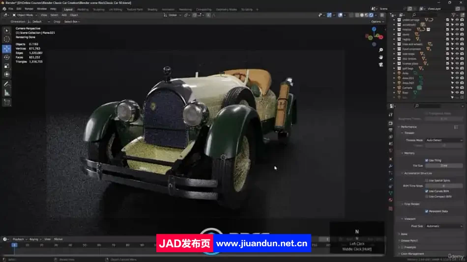 Blender经典老爷车完整建模制作流程视频教程 3D 第12张