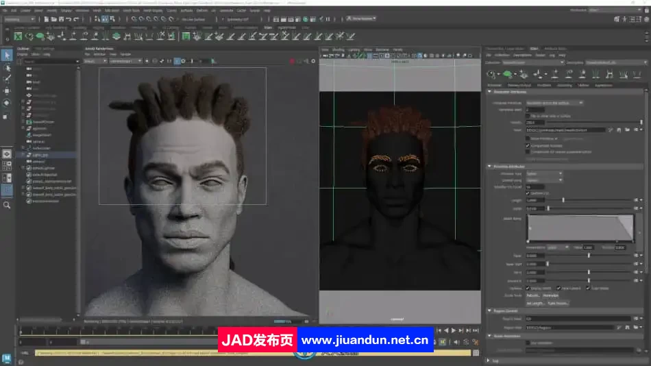 Maya中Xgen逼真人物角色面部与发型制作视频教程 3D 第13张