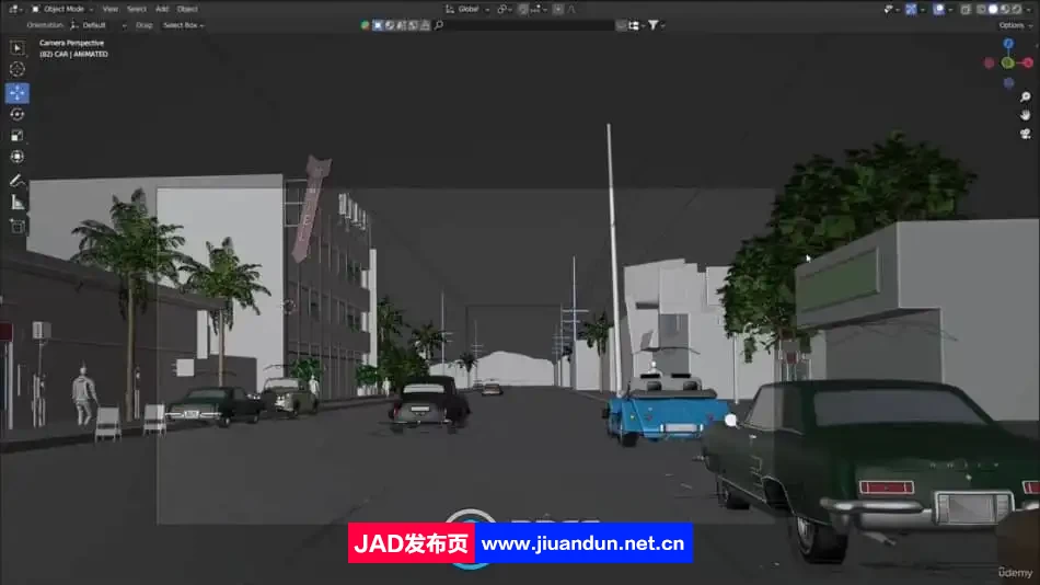 Blender复古写实汽车街道城市环境场景制作视频教程 3D 第3张