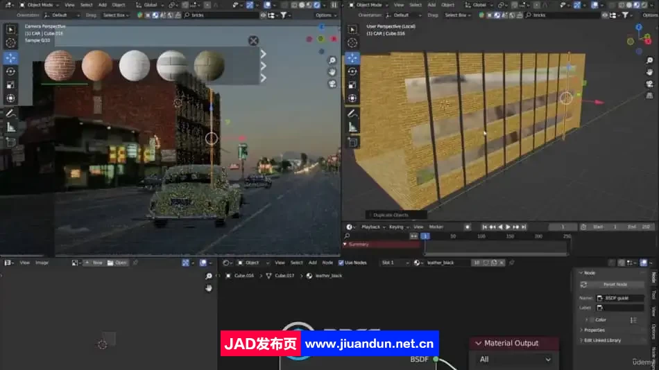 Blender复古写实汽车街道城市环境场景制作视频教程 3D 第11张