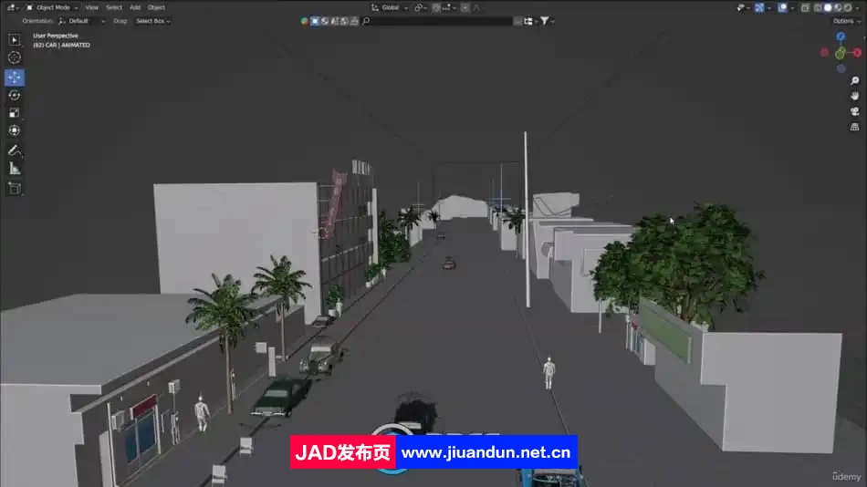 Blender复古写实汽车街道城市环境场景制作视频教程 3D 第2张