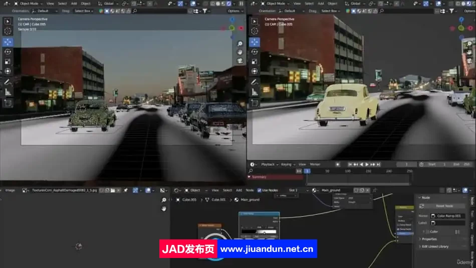 Blender复古写实汽车街道城市环境场景制作视频教程 3D 第9张