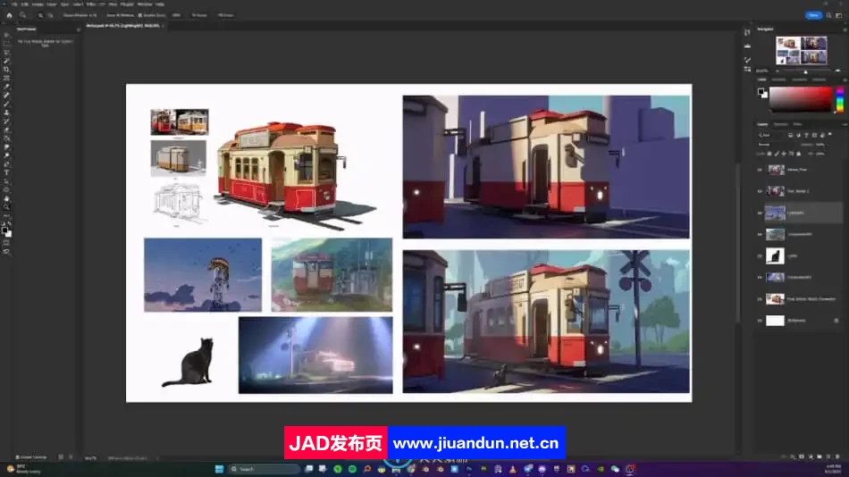 有轨电车从3D到2D数字绘画训练视频教程 3D 第2张