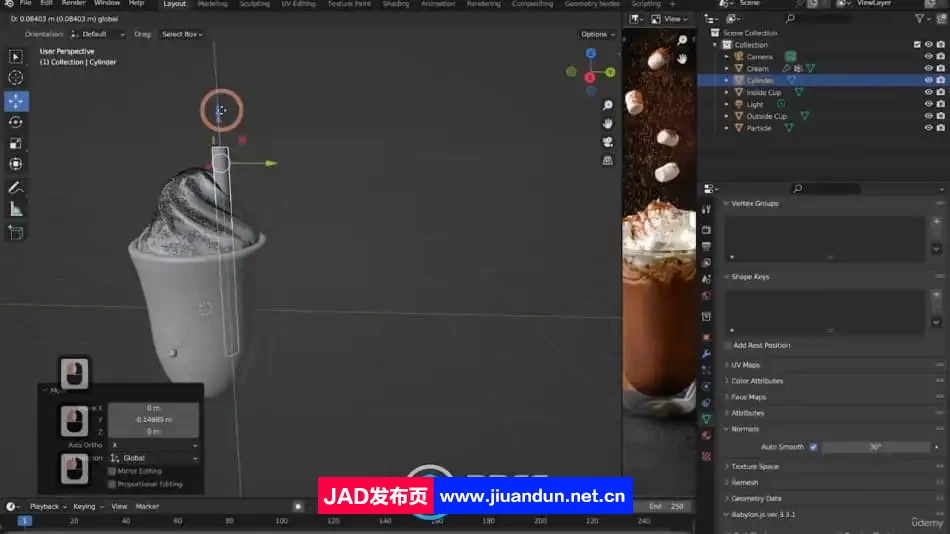 Blender逼真咖啡杯实例制作训练视频教程 3D 第4张
