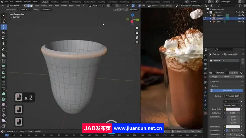Blender逼真咖啡杯实例制作训练视频教程 3D 第2张