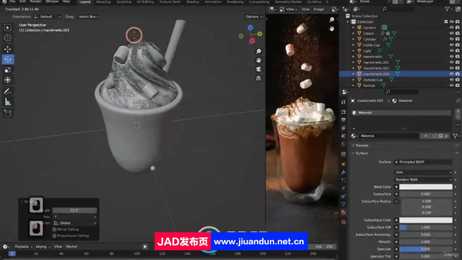 Blender逼真咖啡杯实例制作训练视频教程 3D 第6张