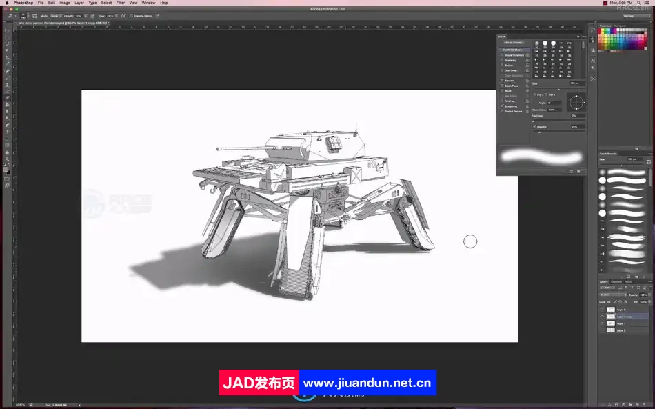 SketchUp与PS机甲坦克3D绘画制作流程视频教程 3D 第6张
