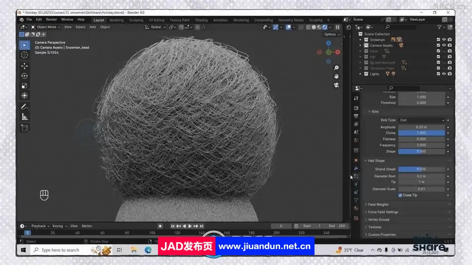 Blender毛绒雪人实例制作流程视频教程 3D 第6张