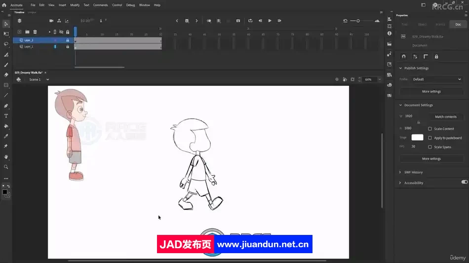 Adobe Animate卡通角色姿态行走动画制作视频教程 AM 第4张