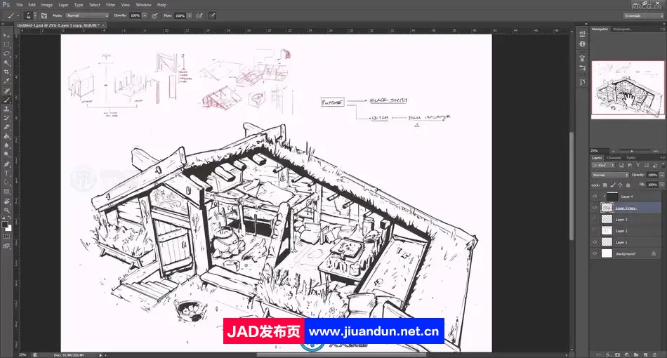 Charles Lin画师小木屋结构设计插画数字绘画视频教程 CG 第6张