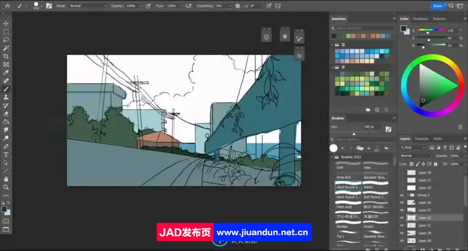 动漫风格场景氛围背景设计数字绘画视频教程 CG 第12张