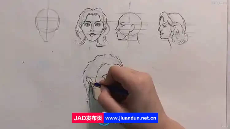 逼真人物肖像炭笔铅笔手绘素描实例训练视频教程 CG 第5张