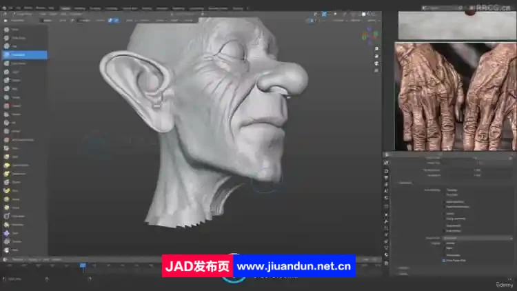 Blender超逼真老人角色雕刻建模完整制作流程视频教程 3D 第7张