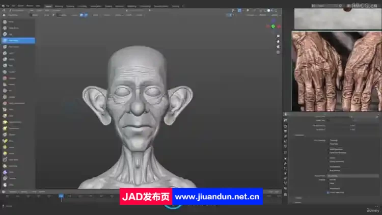 Blender超逼真老人角色雕刻建模完整制作流程视频教程 3D 第9张