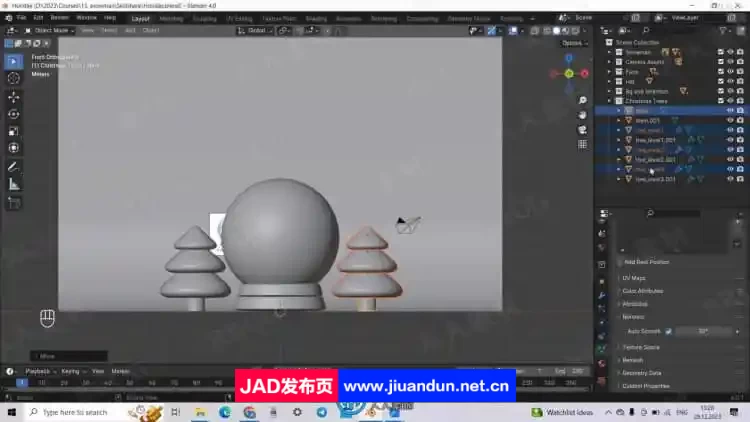 Blender逼真雪人假日玻璃球实例制作视频教程 3D 第4张
