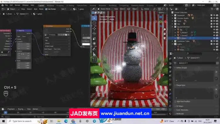 Blender逼真雪人假日玻璃球实例制作视频教程 3D 第10张
