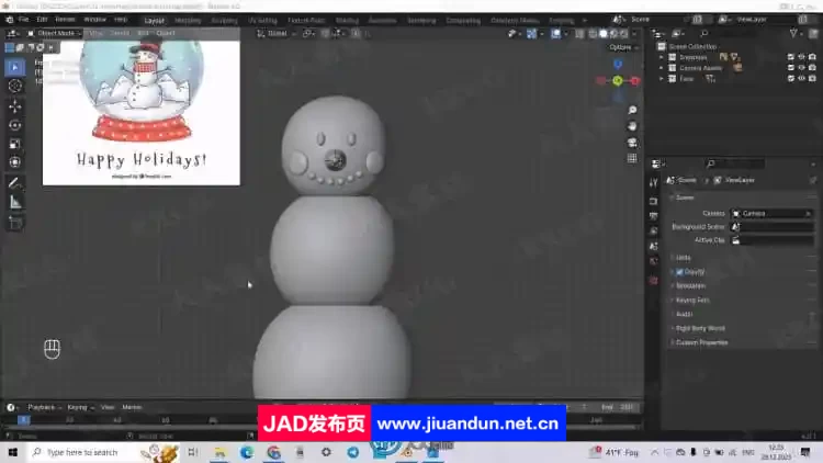 Blender逼真雪人假日玻璃球实例制作视频教程 3D 第2张