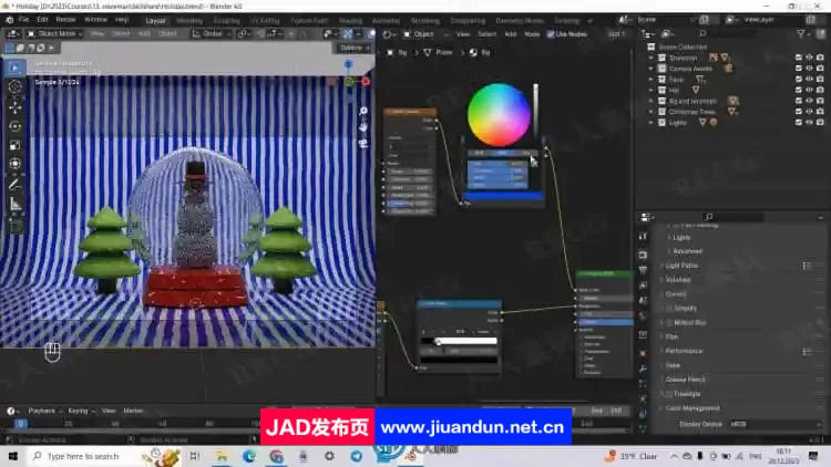 Blender逼真雪人假日玻璃球实例制作视频教程 3D 第9张