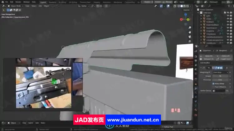 Blender 3A级游戏武器AK47模型制作工作流程视频教程 3D 第3张