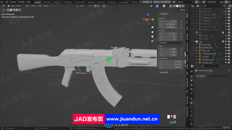 Blender 3A级游戏武器AK47模型制作工作流程视频教程 3D 第8张