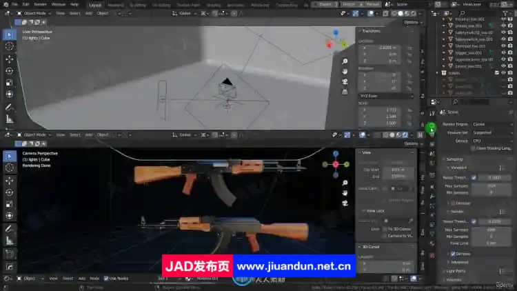 Blender 3A级游戏武器AK47模型制作工作流程视频教程 3D 第16张