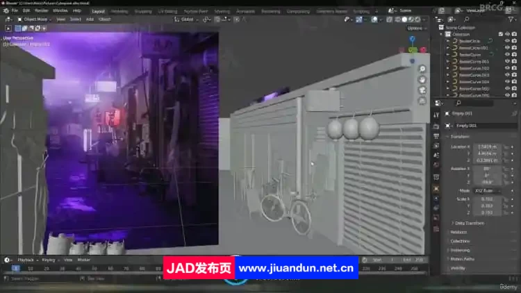 Blender日本街边小巷环境场景制作流程视频教程 3D 第8张