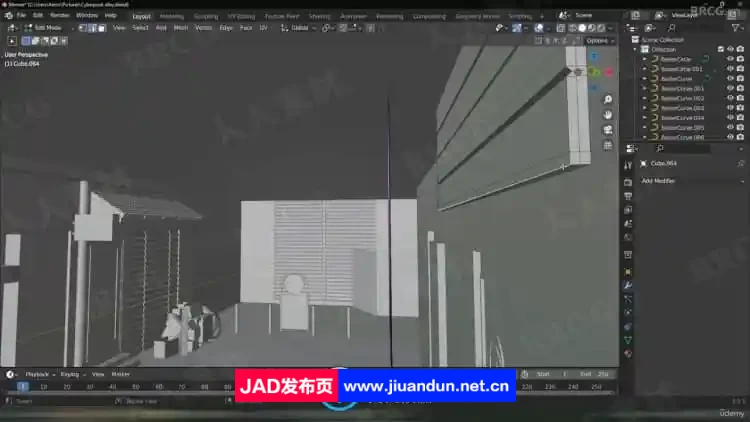 Blender日本街边小巷环境场景制作流程视频教程 3D 第7张