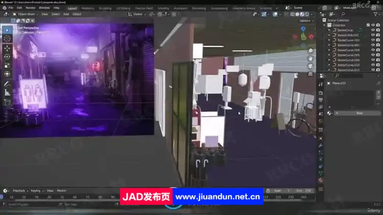 Blender日本街边小巷环境场景制作流程视频教程 3D 第5张