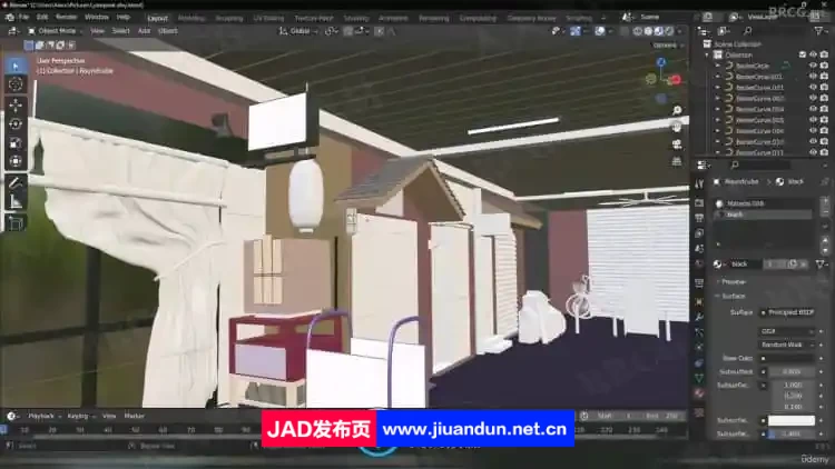 Blender日本街边小巷环境场景制作流程视频教程 3D 第10张