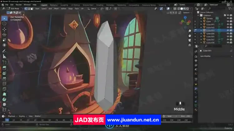 Blender女巫魔法小屋建模制作视频教程 3D 第6张