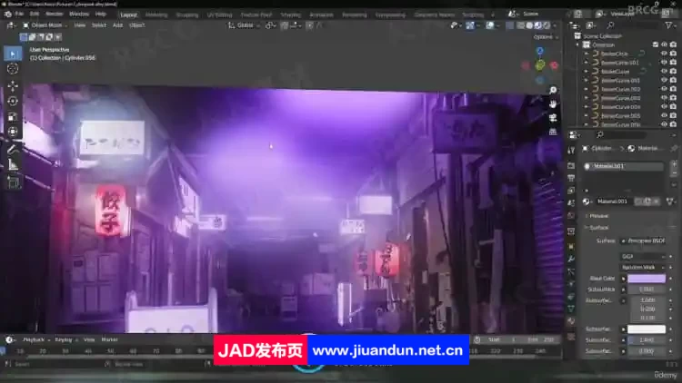 Blender日本街边小巷环境场景制作流程视频教程 3D 第6张