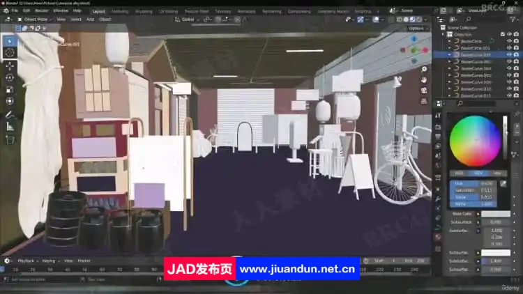Blender日本街边小巷环境场景制作流程视频教程 3D 第4张