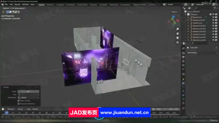 Blender日本街边小巷环境场景制作流程视频教程 3D 第11张