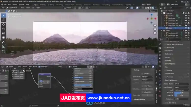 Blender逼真高楼湖景景观雕刻制作流程视频教程 3D 第7张
