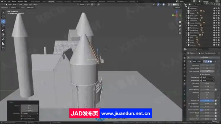 Blender 4复古迷你城堡池塘石桥完整制作流程视频教程 3D 第15张