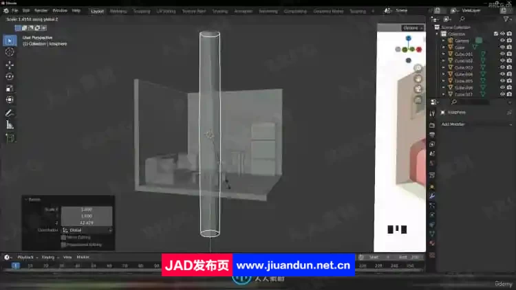 Blender卧室房间室内多功能空间设计视频教程 3D 第5张
